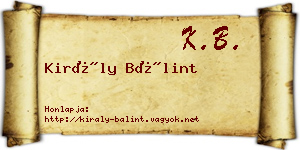Király Bálint névjegykártya